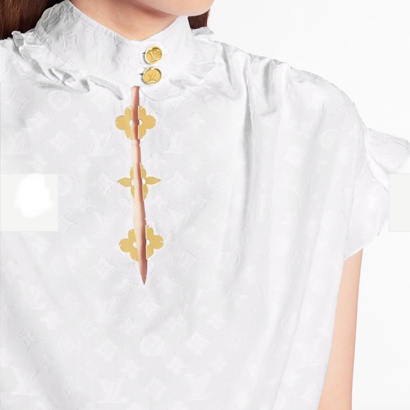 Frill Blouse Lv Gold Buttons 